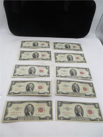 1953 Ten $2.00 Federal Reserve Notes