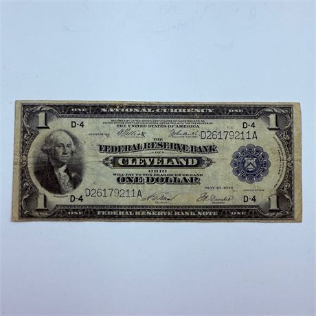 1914 $1 Fed Reserve Cleveland National Currency Note