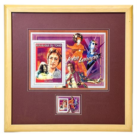 Framed John Lennon Stamp from the Republic of Chad
