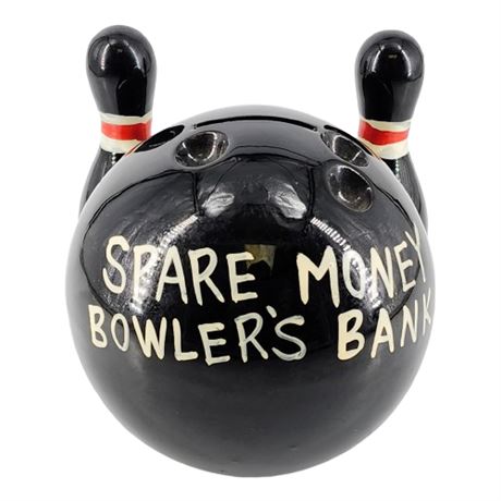 Vintage Japanese Redware Spare Money Bowler's Coin Bank