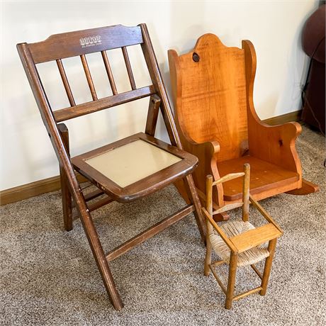 Three Antique Children's and Doll Chairs.