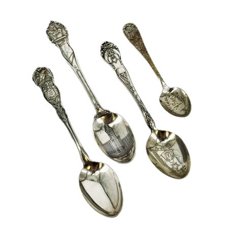 Lot of Assorted Vintage Silverplate Souvenir Spoons