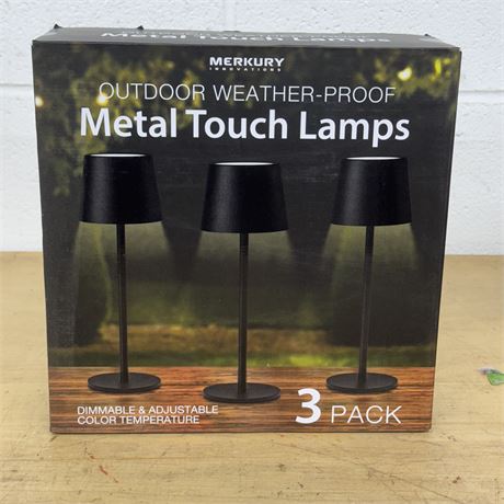 Outdoor Weather-Proof Metal Touch Lamps - 3 Pack