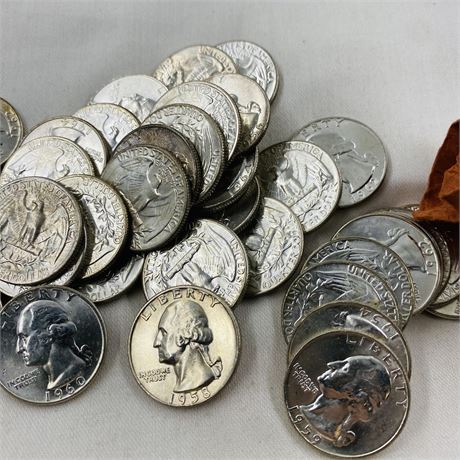 GEM BU $10 Roll Silver Quarters UNSEARCHED DIFF DATES
