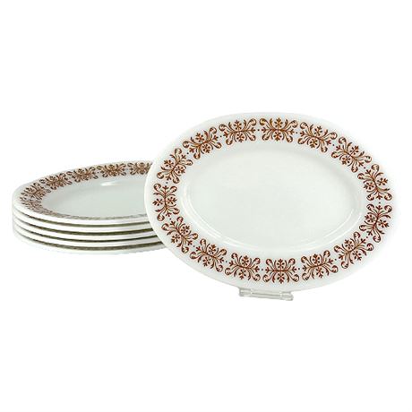 Pyrex Tableware by Corning Copper Filigree Oval Plates