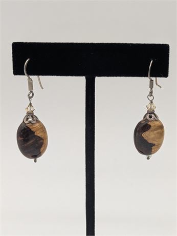 Handmade Belize Wood Earrings 1.75"