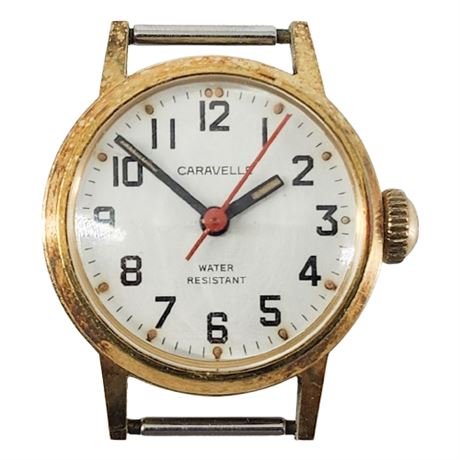 Vintage CARAVELLE Ladies Gold Tone Wrist Watch, No Band