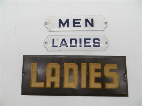 3 MEN/WOMEN Porcelain & Tin Signs #2