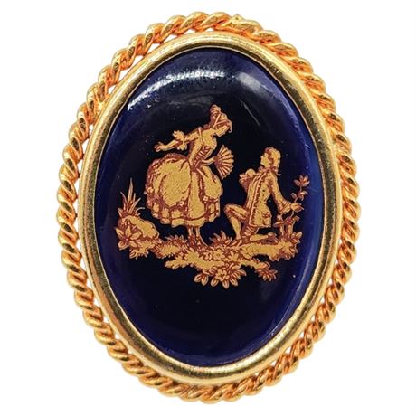 Vintage LIMOGES FRANCE Porcelain Brooch