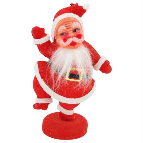 Vintage Flocked Dancing 8.5" Santa Claus Figurine