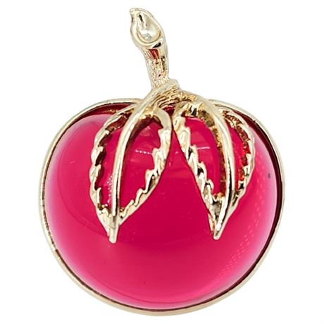 Vtg 1972 SARAH COVENTRY Hot Pink Lucite Jelly Belly Apple Brooch