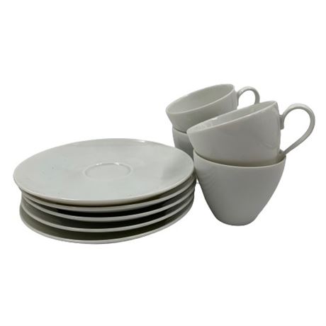 White Saucer and Cup Service for 4
