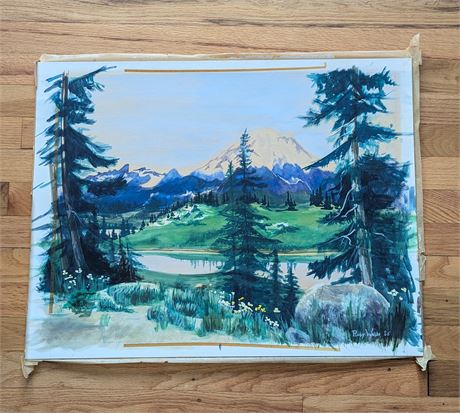 1965 Original Painting Mount Hood Oregon Hand painted Signed