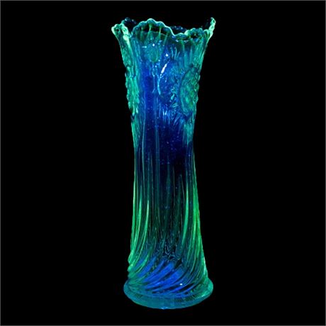 EAPG Clear Swung Glass Vase UV Reactive