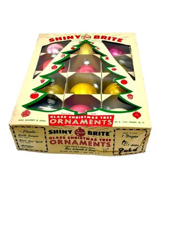 Vtg Shiny Brite Ornaments in Original Box - Mixed