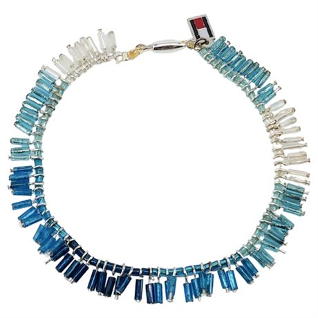 TOMMY HILFIGER Blue Bugle Bead Fringe Bracelet