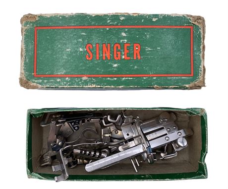 Vintage Singer Sewing Machine Attachment Lot with Box