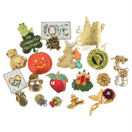 20 Vintage Miscellaneous Themed Lapel Pins