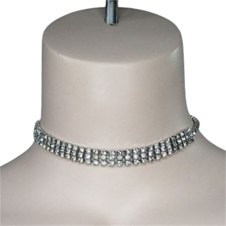 Vintage 3-Tier Rhinestone Choker Necklace