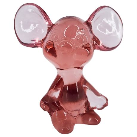 Vintage FENTON Dusty Rose Glass Mouse Figurine