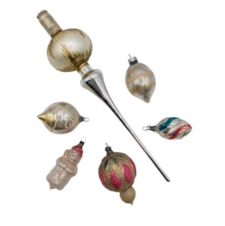 Mercury Glass Ornaments with Tree Topper