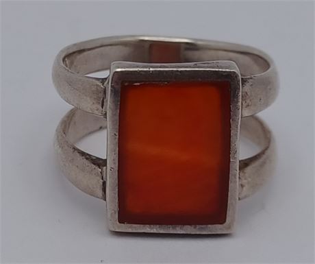 Sterling carnelian ring 5 G size 7 double band
