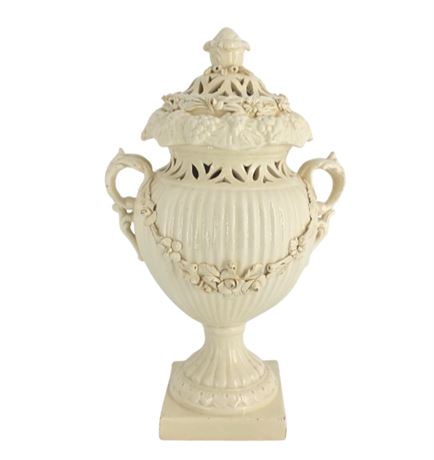 Mid 20th Century Creamware, Lidded Urn