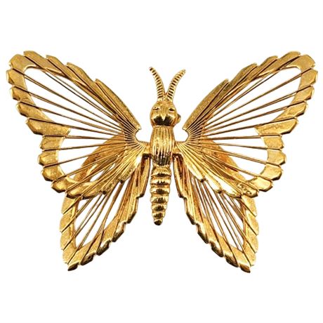 Signed Vintage Monet Wire Art Butterfly Brooch