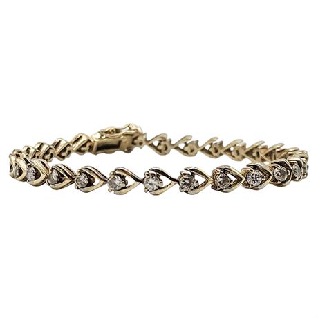 Vintage Gold Over Sterling Silver CZ Tennis Bracelet