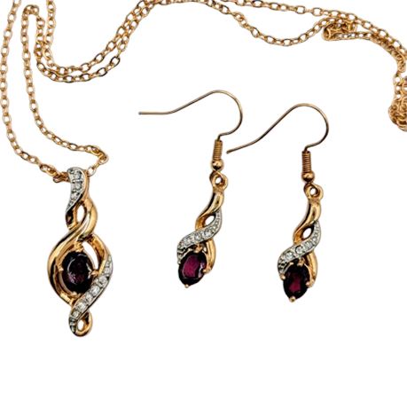 Garnet Necklace with Earrings