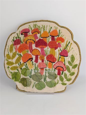 Vintage hand stitched mushroom pillow
