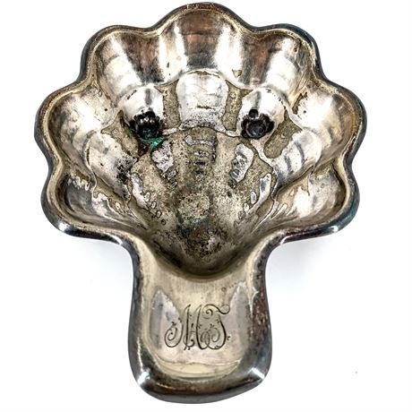 Antique Gorham Silverplate Shell Dish, Pattern 025, Monogrammed