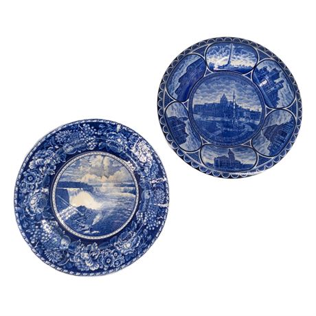 Set 2 Souvenir Plates Niagara Falls + Buffalo New York Made England