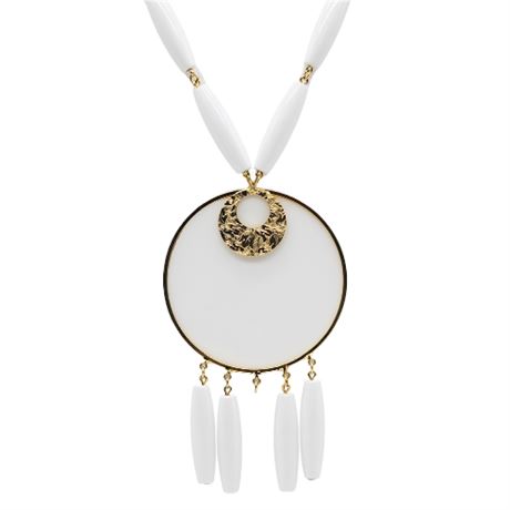Vintage CELEBRITY N.Y. White Lucite Statement Necklace