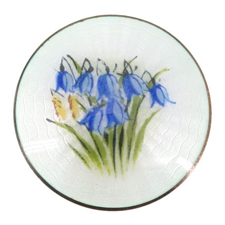 Vintage Norway Sterling Guilloché Enamel Bluebell Brooch