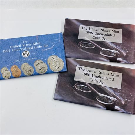 1991, 2x1996 P + D Mint Sets