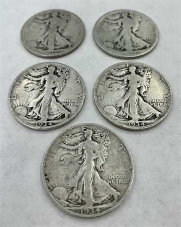 1918, 1934 S, 1934 Liberty Standing Half Dollar Coins