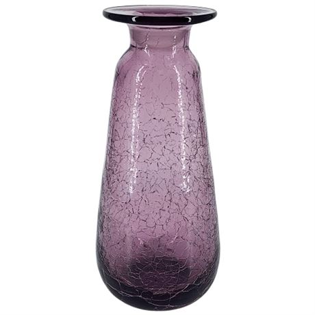 Vintage Hand Blown Amethyst Crackle Glass Decanter, No Stopper