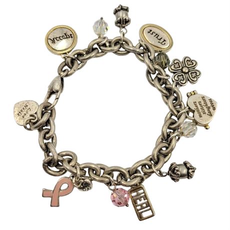 Brighton Breast Cancer Awareness Survivor Statement Charm Bracelet