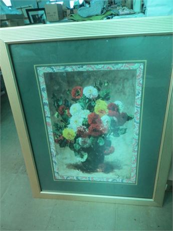 Artwork Featuring a Floral Arrangement Depicting a Vibrant Bouquet of Flowers