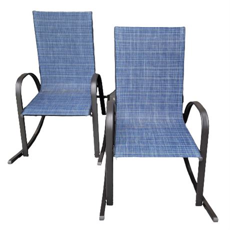Set of 2 Blue Courtyard Style Aluminum Spring Chairs