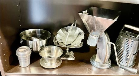 Metalware shelf lot