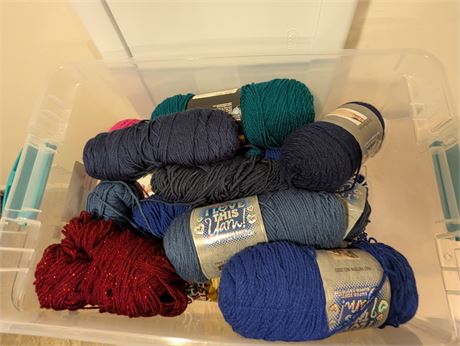 Lot of yarn w/storage container