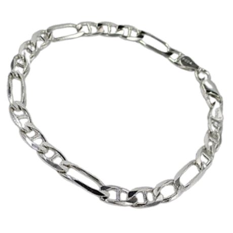 925 Italy Sterling Silver 8" FIGARO Chain Bracelet