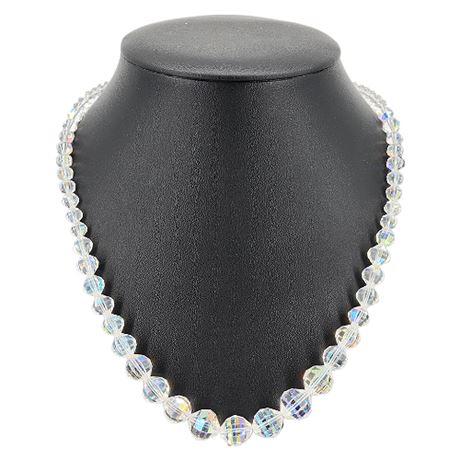 Vintage Faceted Aurora Borealis Crystal Bead Necklace