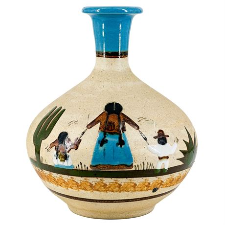 Vintage Signed Tonala Mexican Pottery Vase