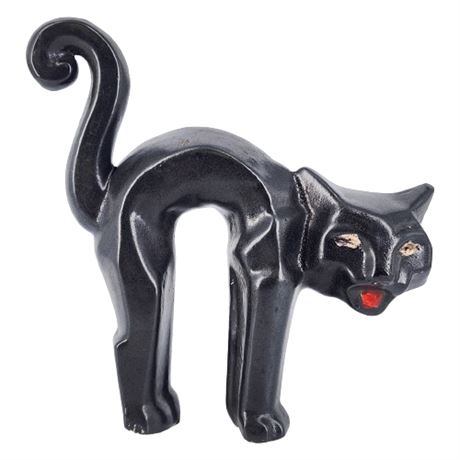 Vintage Ceramic Arched Back Black Cat Figurine
