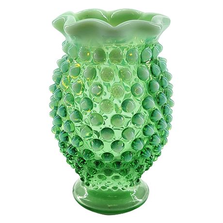 Fenton 'Hobnail Green Opalescent' UV Reactive Uranium Glass Mini Vase