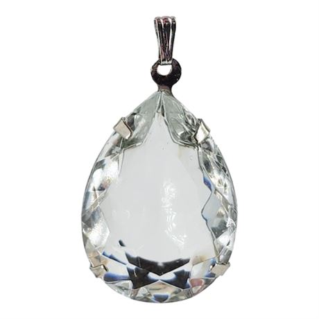 Vintage Large Faceted Glass Teardrop Pendant