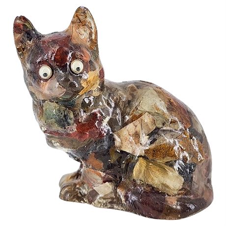 Vintage "Vomit Resin" Googly Eye Cat Figurine
